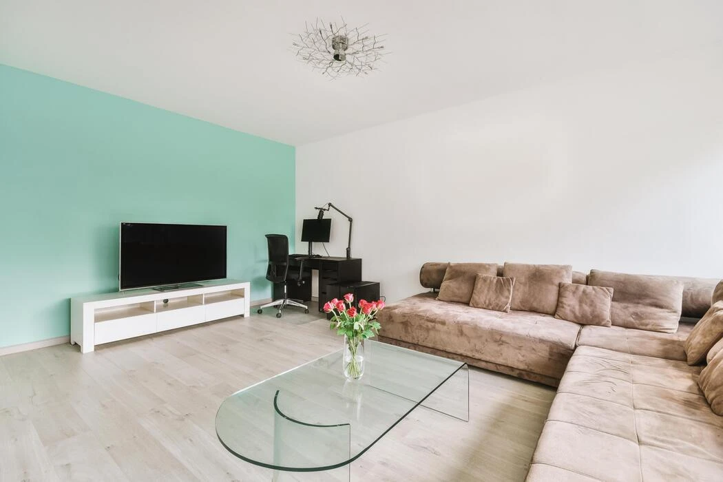 Living room painted in warm earth tones